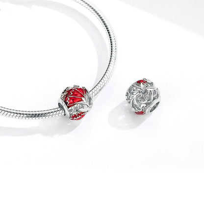 Jorrio New Year Red Carnation Sterling Silver Charm
