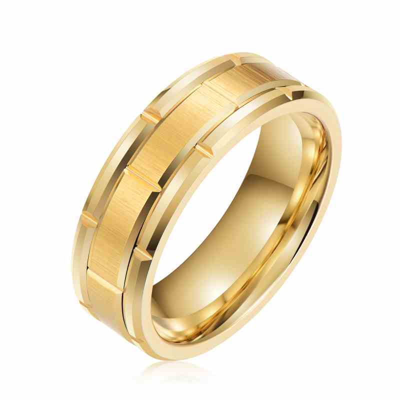 Jorrio handmade gold simple style trendy tungsten steel wedding men's band