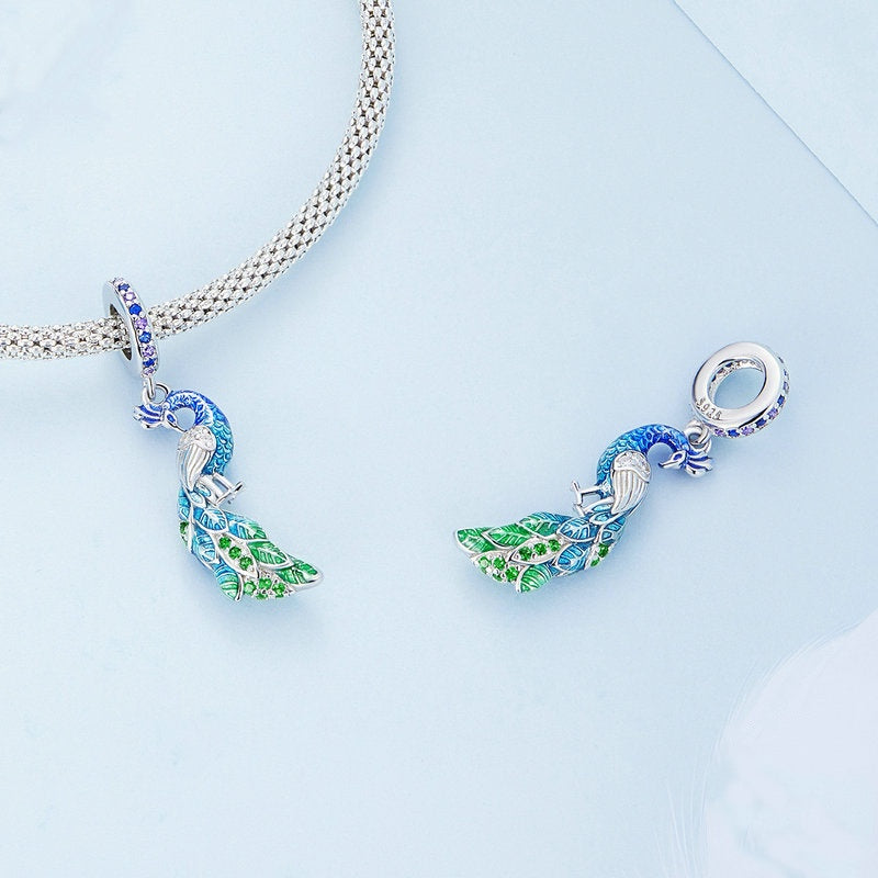 Jorrio Gradient Peacock Animal Sterling Silver Charm