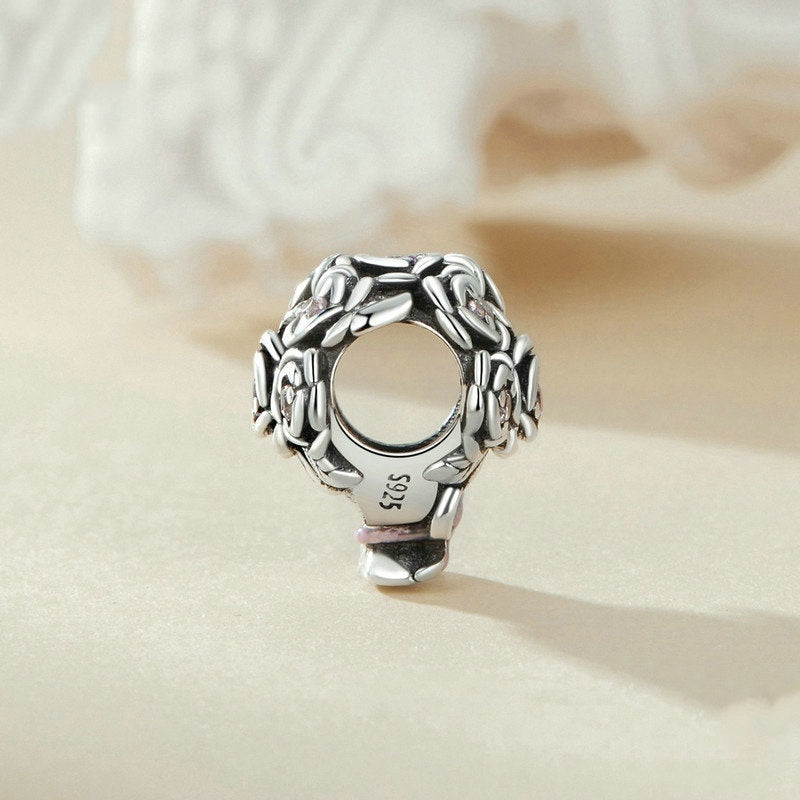 Jorrio Romantic Rose Hand Bouquet Sterling Silver Charm