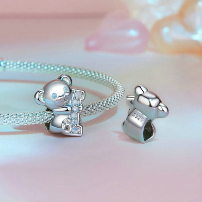 Jorrio Romantic Valentine's Day I love U Bear Animal Sterling Silver Charm