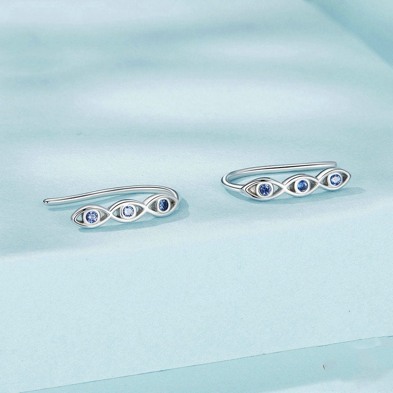Jorrio Sapphire Devil's Eye Sterling Silver Earrings