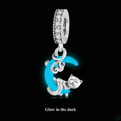 Jorrio Mysterious Vintage Glow In The Dark Cat Sterling Silver Charm