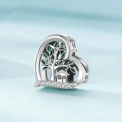 Jorrio Heart Shaped Family Tree Sterling Silver Charm