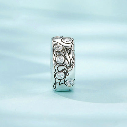 Jorrio Vintage Fashion Engraved Butterfly Positioning Clasp Sterling Silver Charm