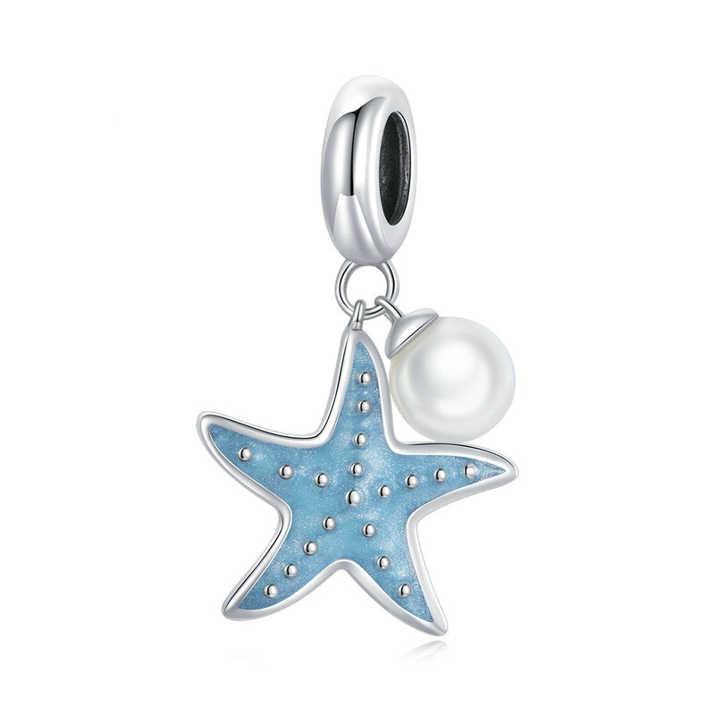 Jorrio Summer Blue Starfish Pearl Sterling Silver Charm