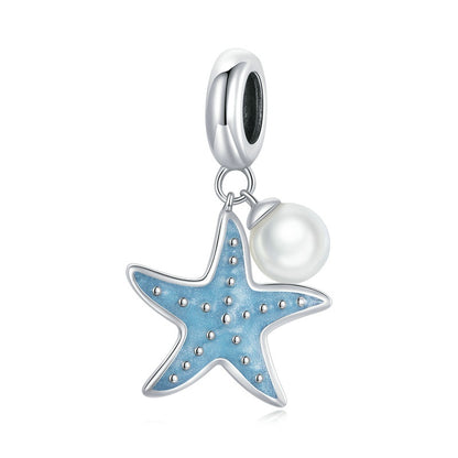 Jorrio Summer Blue Starfish Pearl Sterling Silver Charm