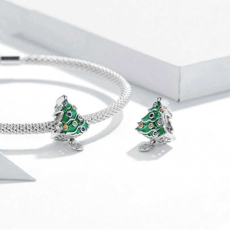 Jorrio Handmade Colourful Christmas Tree Sterling Silver Charms