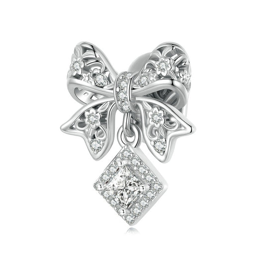 Jorrio Square Bow Positioning Sterling Silver Charm