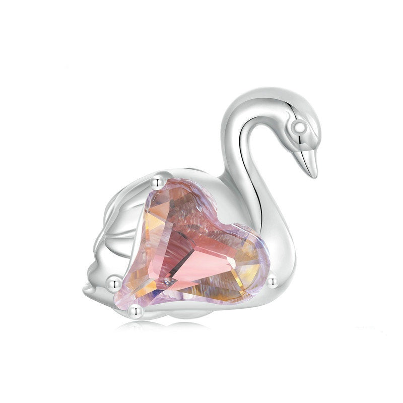 Jorrio Romantic Dreamy Elegant Swan Animal Sterling Silver Charm