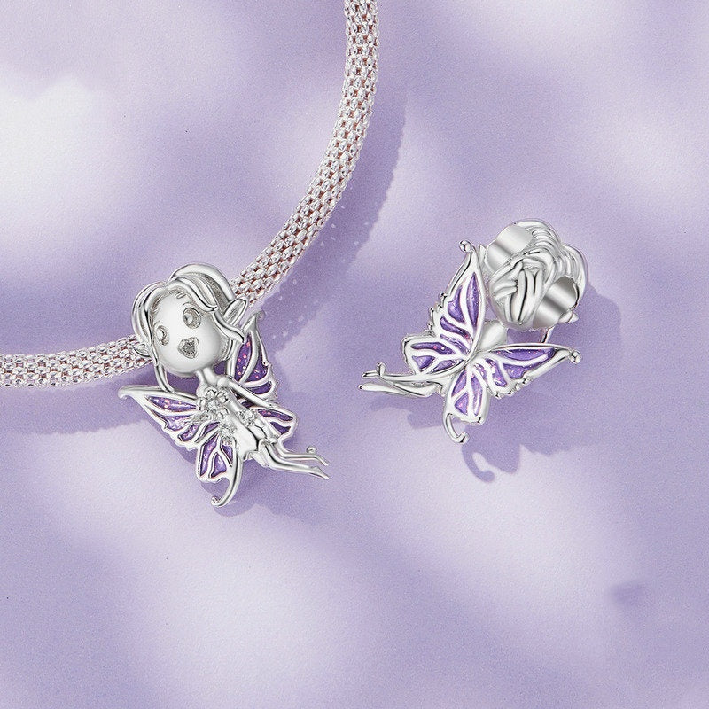 Jorrio Cute Sweet Girl Butterfly Genie Sterling Silver Charm