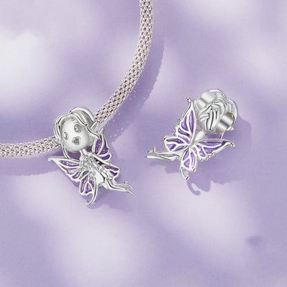 Jorrio Cute Sweet Girl Butterfly Genie Sterling Silver Charm