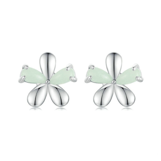 Jorrio Delicate Glow-in-the-Dark Small Flower Sterling Silver Earrings