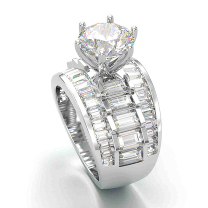 Jorrio handmade gold round cut vintage sterling silver engagement wedding ring