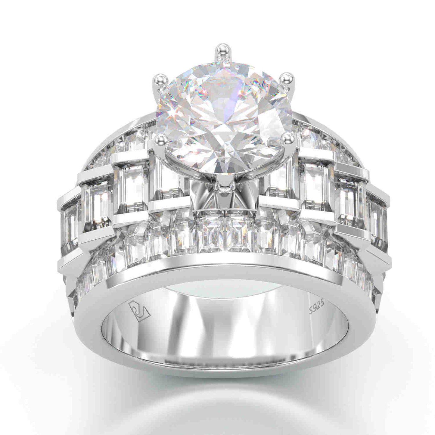 Jorrio handmade gold round cut vintage sterling silver engagement wedding ring