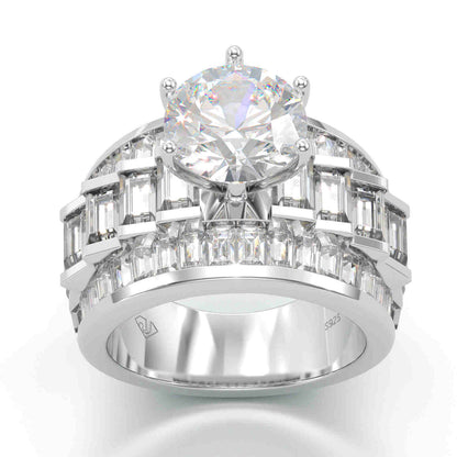 Jorrio handmade gold round cut vintage sterling silver engagement wedding ring
