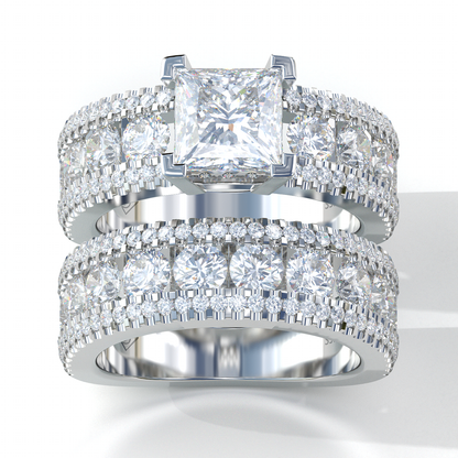 Jorrio princess cut created diamond sterling silver vintage bridal set