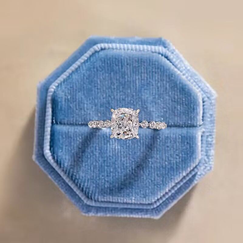 Jorrio handmade 4 ct vintage cushion cut moissanite sterling silver engagement ring