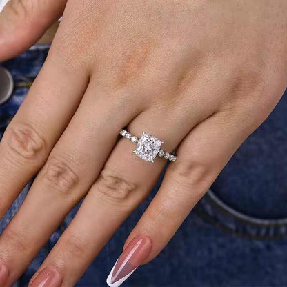 Jorrio handmade 4 ct vintage cushion cut moissanite sterling silver engagement ring