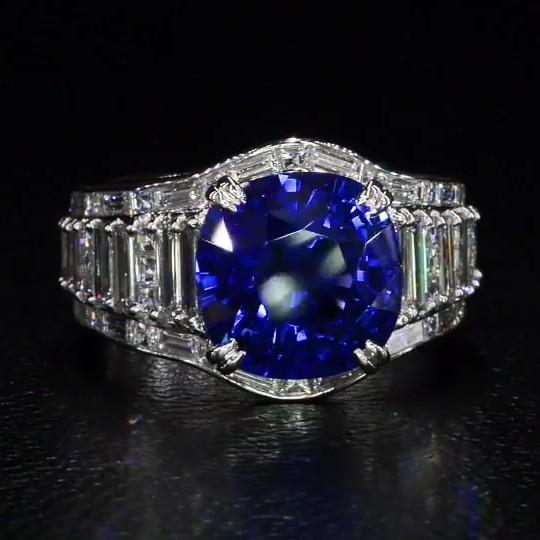 Jorrio cushion cut sapphire diamond sterling silver vintage engagement ring