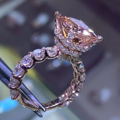 Jorrio handmade pink princess cut classic sterling silver engagement ring