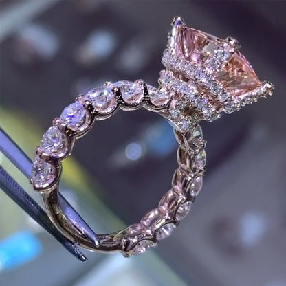 Jorrio handmade pink princess cut classic sterling silver engagement ring