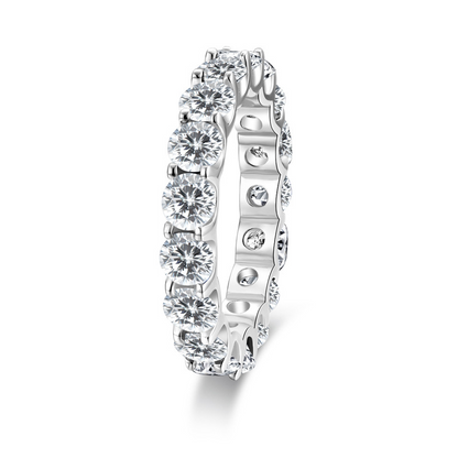 Jorrio handmade round cut created diamond simple style sterling silver eternity women's band