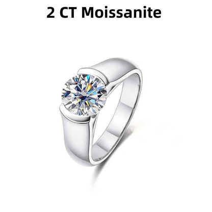 Jorrio handmade 2ct round cut Moissanite D-Color sterling silver engagement ring