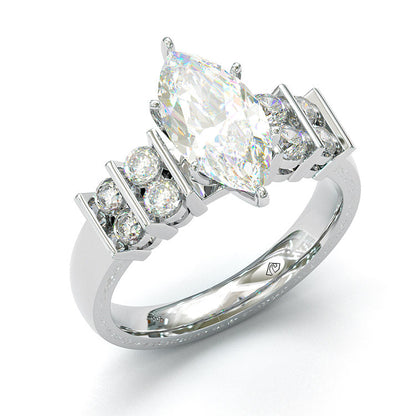 Jorrio Marquise Cut Diamond Sterling Silver Wedding Engagement Ring