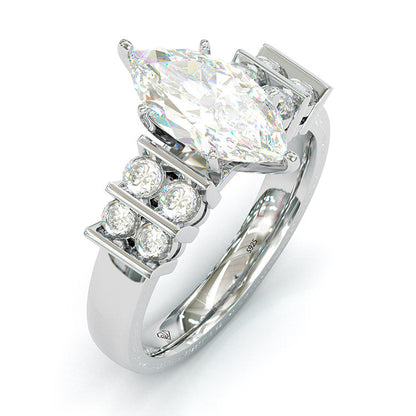 Jorrio Marquise Cut Diamond Sterling Silver Wedding Engagement Ring