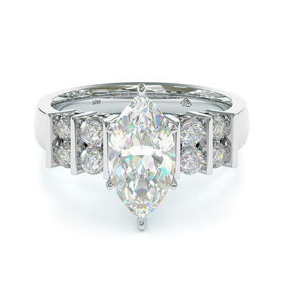 Jorrio Marquise Cut Diamond Sterling Silver Wedding Engagement Ring