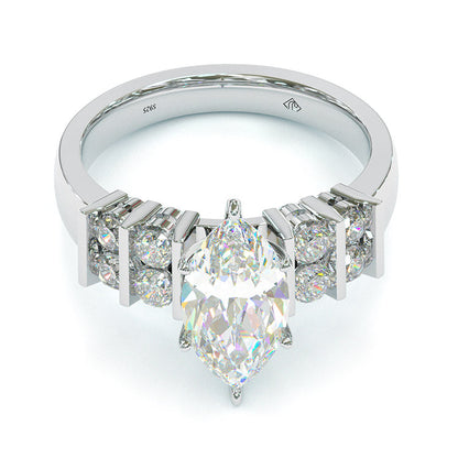 Jorrio Marquise Cut Diamond Sterling Silver Wedding Engagement Ring