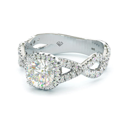 Jorrio handmade round cut Moissanite handmade classic anniversary ring wedding ring