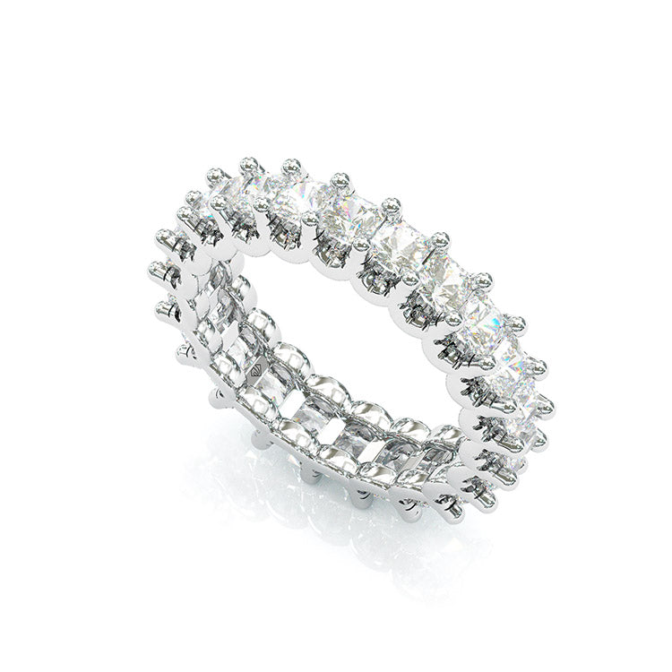 Jorrio Princess Cut Classic Diamond Sterling Silver Women's Band Eternity Wedding Ring