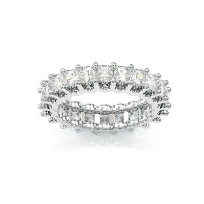 Jorrio Princess Cut Classic Diamond Sterling Silver Women's Band Eternity Wedding Ring