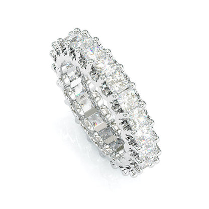 Jorrio Princess Cut Classic Diamond Sterling Silver Women's Band Eternity Wedding Ring