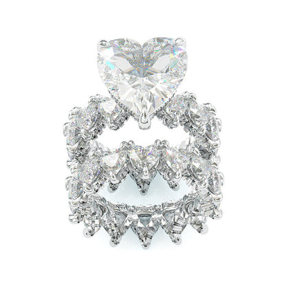 Jorrio handmade classic heart shaped created diamond sterling silver wedding bridal set