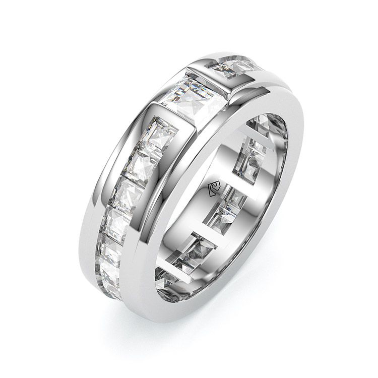 Jorrio princess cut diamond sterling silver wedding band