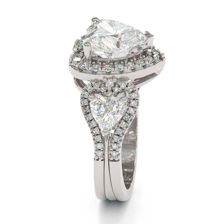 Jorrio Heart Cut Created Diamond Sterling Silver Wedding Ring Engagement Ring Vintage Ring