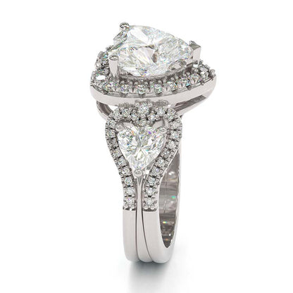 Jorrio Heart Cut Created Diamond Sterling Silver Wedding Ring Engagement Ring Vintage Ring