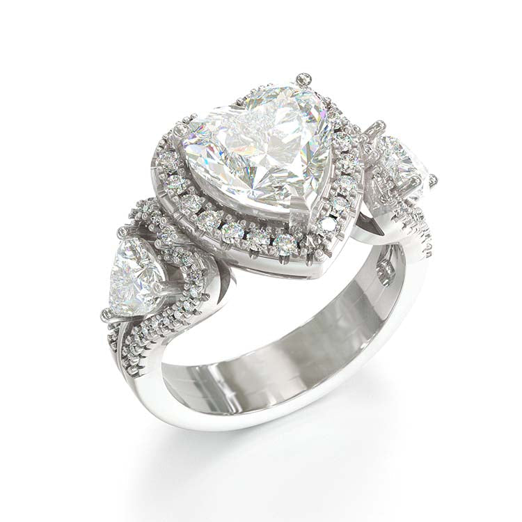 Jorrio Heart Cut Created Diamond Sterling Silver Wedding Ring Engagement Ring Vintage Ring