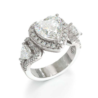 Jorrio Heart Cut Created Diamond Sterling Silver Wedding Ring Engagement Ring Vintage Ring