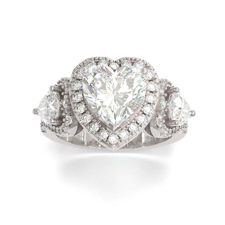 Jorrio Heart Cut Created Diamond Sterling Silver Wedding Ring Engagement Ring Vintage Ring