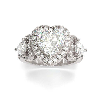 Jorrio Heart Cut Created Diamond Sterling Silver Wedding Ring Engagement Ring Vintage Ring