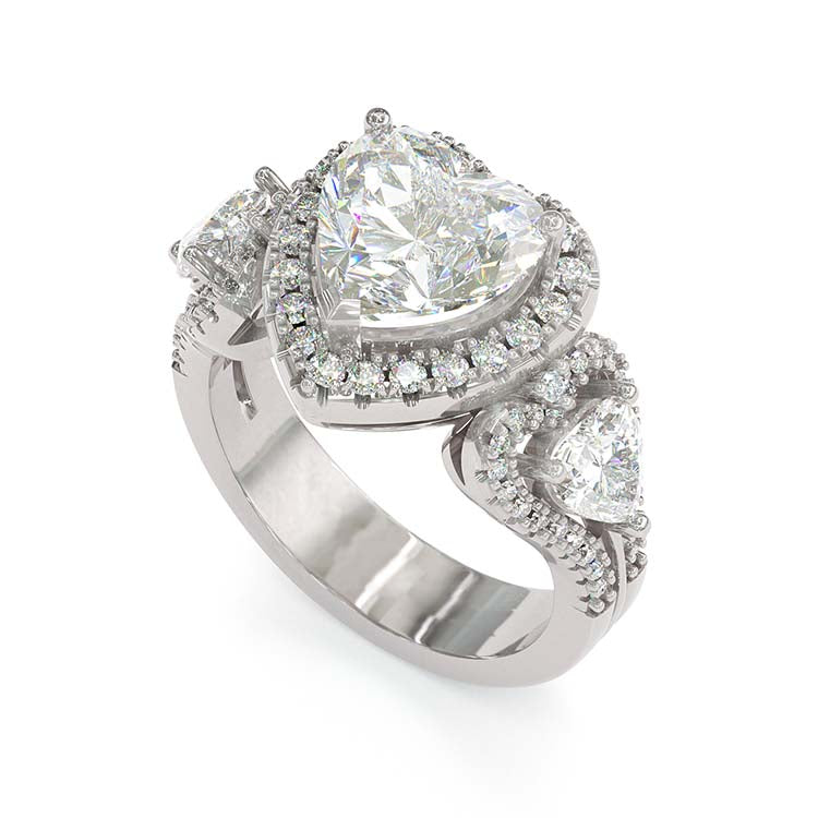 Jorrio Heart Cut Created Diamond Sterling Silver Wedding Ring Engagement Ring Vintage Ring