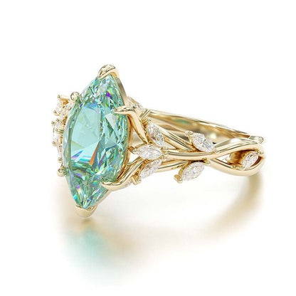 Jorrio marquise cut aquamarine diamond wedding ring sterling silver engagement ring
