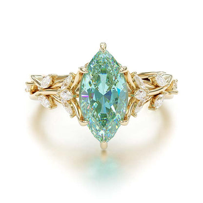 Jorrio marquise cut aquamarine diamond wedding ring sterling silver engagement ring