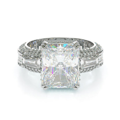 Jorrio handmade radiant cut  three stone diamond sterling silver engagement ring