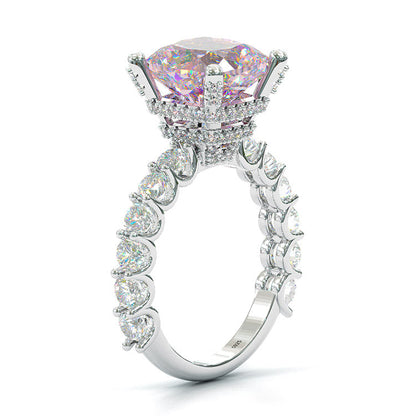 Jorrio handmade created diamond cushion cut sterling silver engagement ring