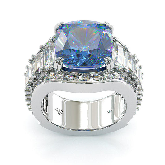 Jorrio cushion cut sapphire diamond sterling silver vintage engagement ring